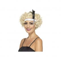 Bandeau de tête blanc en satin, charleston (Blanc)