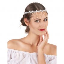 Bijou de tête blanc avec gemmes transparentes