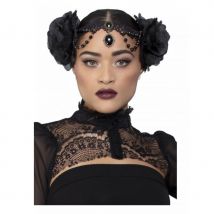 Bijou de tête gothique avec grosses roses noires