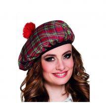 Béret écossais avec pompon rouge