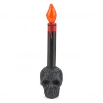 Bougie électrique sur crâne noir pailleté