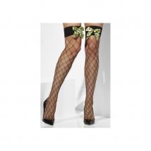 Bas filet noir avec noeud camouflage (Taille unique)