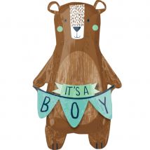 Ballon It's a boy en forme d'ours brun, 50 x 86 cm