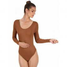 Body marron pour femme, longues manches (M/L)