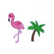 Broches palmier et flamant rose