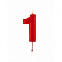 Bougie rouge chiffre 1 en cire