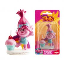 Bougie Trolls décorative rose de 7,5cm (Rose)