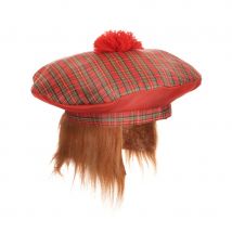 Beret tartan écossais avec cheveux