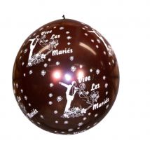 Ballon "vive les mariés" géant chocolat/blanc (CHOCOLAT)