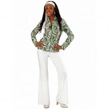 Chemise années 70 waves verte pour femme (S/M)