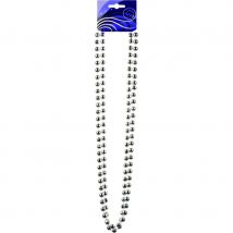 Collier avec double rangée de perles argentées