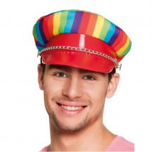Casquette Arc-en-ciel avec visière rouge