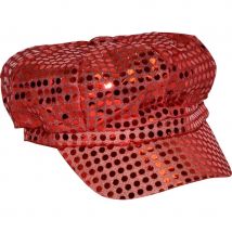 Casquette à paillettes rouges
