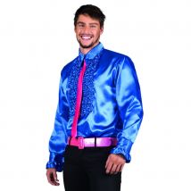 Chemise bleu disco ruche pour homme (M)
