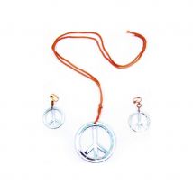Collier, boucles d'oreilles peace and love argent