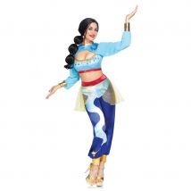 Costume bleu de danseuse orientale pour femme luxe (L)