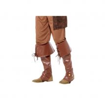Couvres bottes marron de pirate, deluxe (Taille unique)