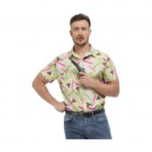 Chemise colorée années 80 à manches courtes, homme (L)