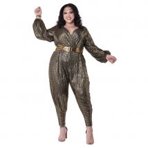 Combinaison disco dorée grand taille pour femme (XXXL)
