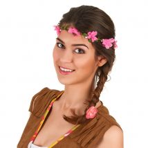 Couronne de fleurs roses en tissu