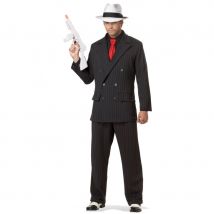 Costume de gangster noir fines lignes blanches (M)
