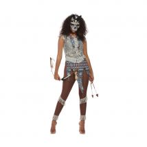 Costume de guerrière indienne et masque squelette (M)