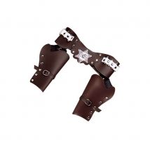 Ceinture double holster marron de cowboy adulte