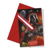 Cartes d'invitation Star Wars et enveloppes (6 invitations)