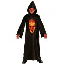 Costume de la mort avec crâne enflammé, enfant (5/7 ans)