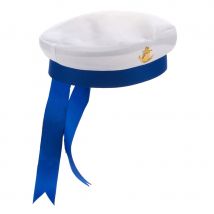 Chapeau de marin blanc et bleu
