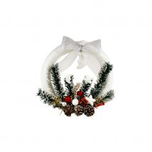 Couronne de noel blanche avec paillettes. 30 cm