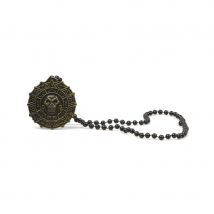 Collier de perles noires avec pendentif pirate
