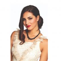 Collier de perles noires, court (Noir)