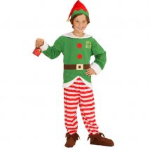 Costume de petit elfe de Noël rayé (8/10 ans)