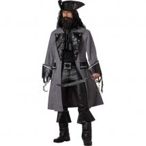 Costume de pirate avec longue veste sombre (M)