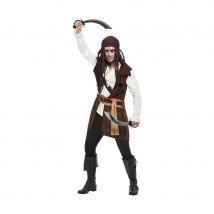 Costume de pirate marron pour homme avec bandeau (M)