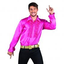 Chemise disco rose satinée pour homme (M)