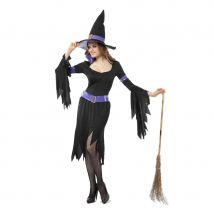 Costume de sorcière noir et violet manches évasées (Taille unique)