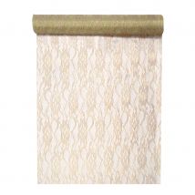 Chemin de table en dentelle dorée, polyester