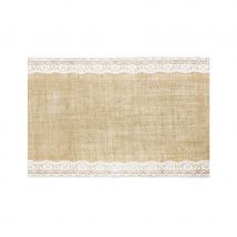 Chemin de table en toile de jute et dentelle