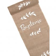 Chemin de table imprimé Baptême en jute