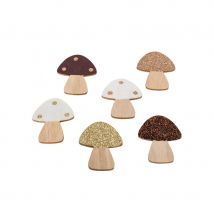 Champignons en bois à coller de 5,5cm, par 6