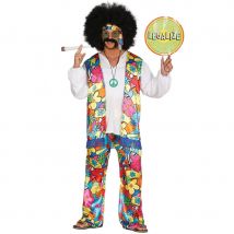 Costume esprit hippie avec grosses fleurs adulte (M)