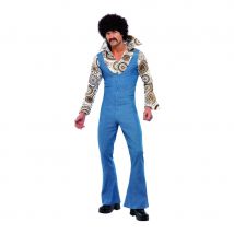Combinaison en jean avec chemise 70's (L)