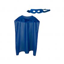 Cape et masque bleu de super héros pour adulte (Taille unique)