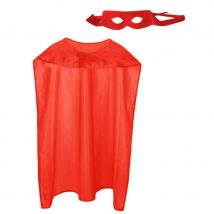 Cape et masque rouge de super héros pour adulte (Taille unique)