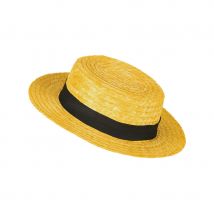 Canotier en paille orangée avec ruban noir