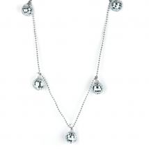 Collier et pendentifs boules à facettes argentées
