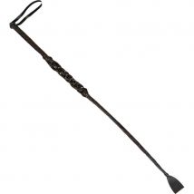 Cravache en simili cuir noir de 65cm
