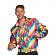 Chemise froufrou disco tissu satiné pour homme (M)